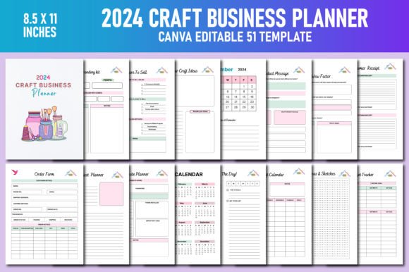Download 2024 Craft Business Planner Canva KDP - Business planner canva Collection