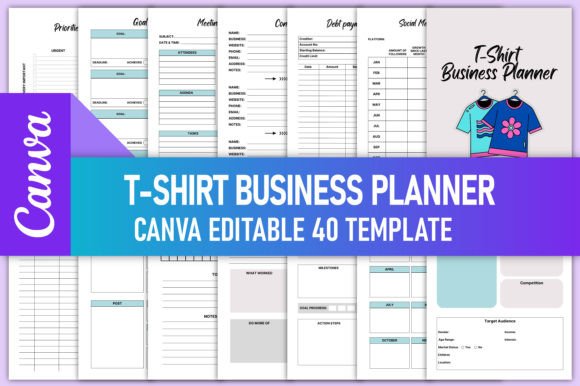 Download Editable T-Shirt Business Planner Canva - Business planner canva Collection