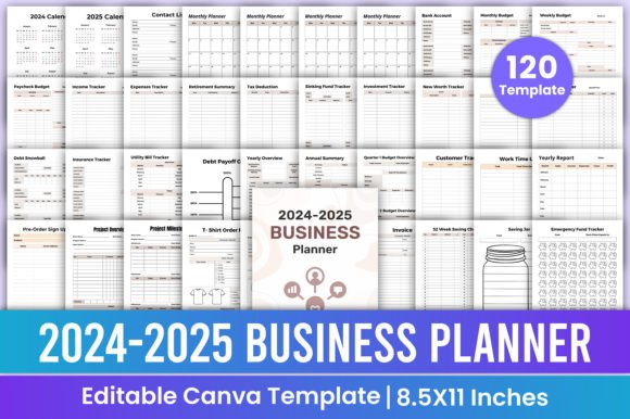 Download 2024-2025 Business Planner Canva Kdp - Business planner canva Collection