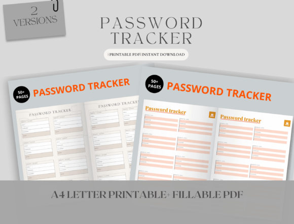 Download Password Tracker (Printable+ Fillable) - Premium Bundle