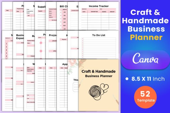 Download Craft &amp; Handmade Business Planner Canva - Business planner canva Collection